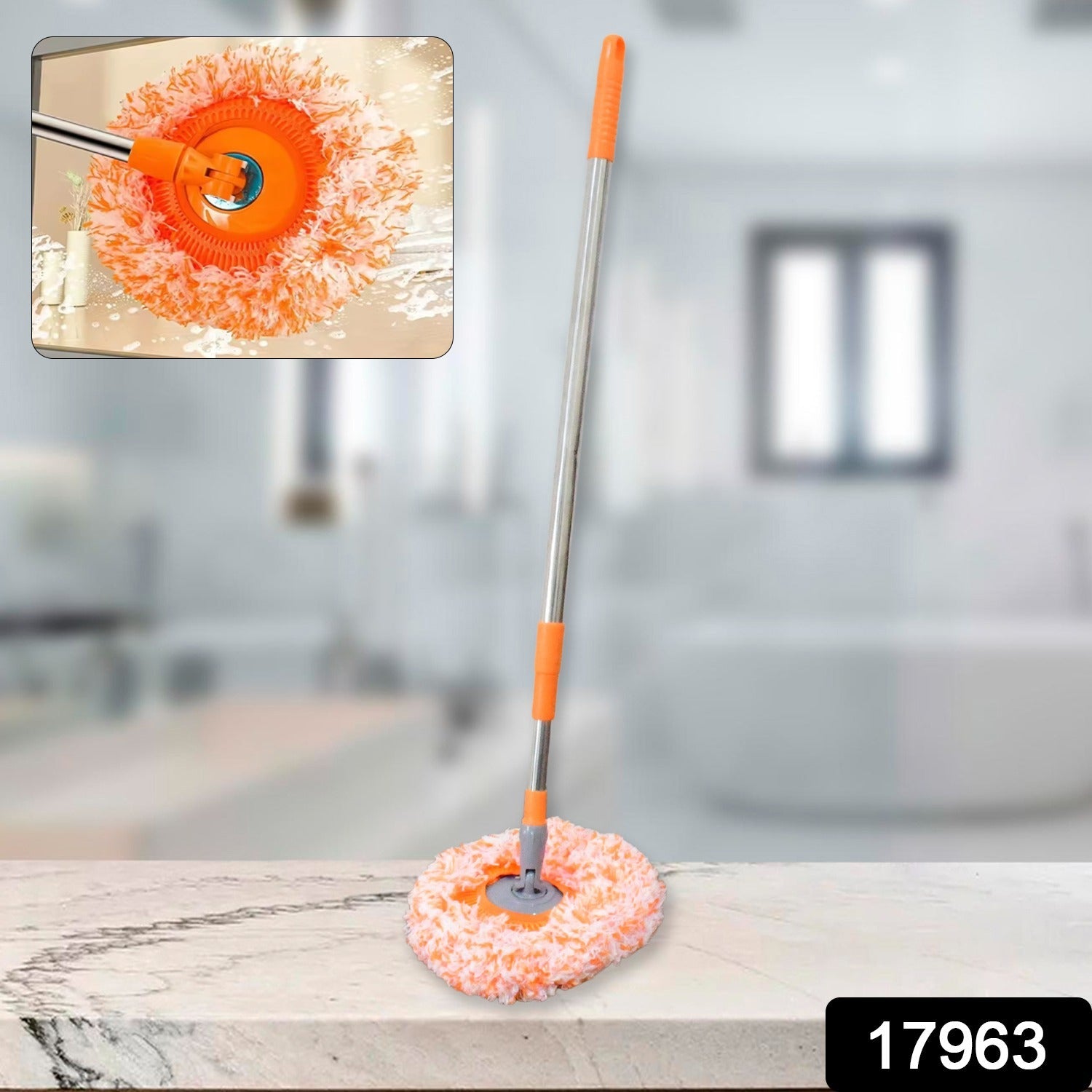 17963   360° Rotatable Ceiling Dust Cleaning Mop Extendable Long Lightweight Handle Mop Heads Pad, Spin Scrubber for Ceiling Floor Bathroom Kitchen Tile 17963   360° Rotatable Ceiling Dust Cleaning Mop Extendable Long Lightweight Handle Mop Heads Pad, Spin Scrubber for Ceiling Floor Bathroom Kitchen Tile